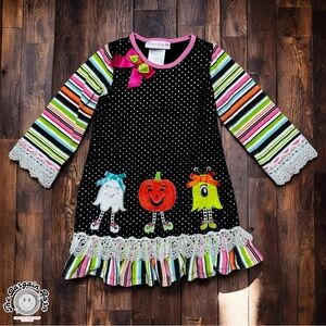 Bonnie Baby Halloween Dress 24M (2011) – Ghost Pumpkin Owl Appliqué – Ruffle Hem